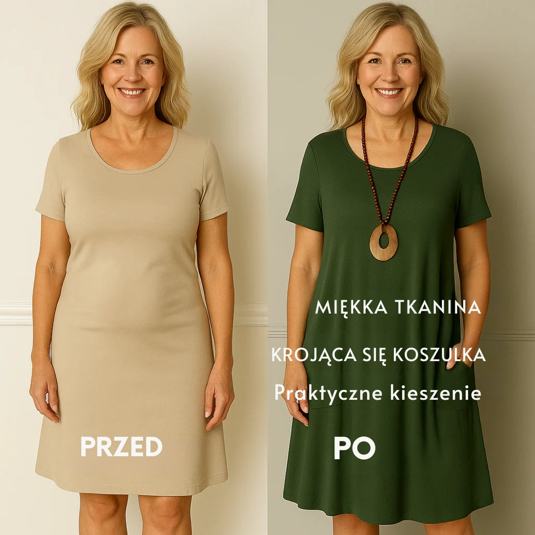 Joanna  - Elegancka sukienka z subtelnym zakryciem brzucha