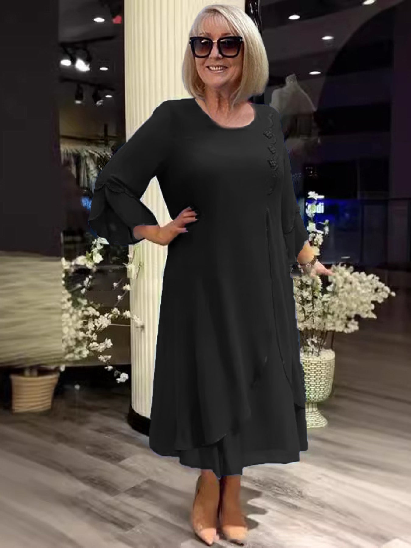 Elena | Damska sukienka wizytowa w jednolitym kolorze